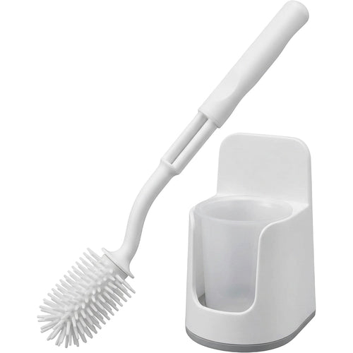 Gndyj Angled Rim Silicone Toilet Brush Double Holder White - Product view