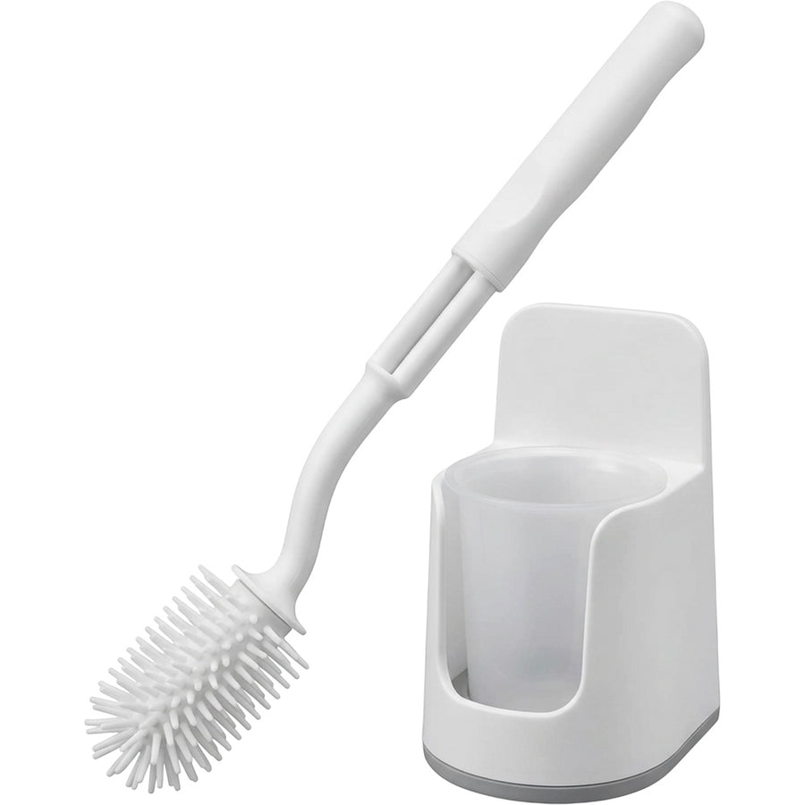 Gndyj Angled Rim Silicone Toilet Brush Double Holder White