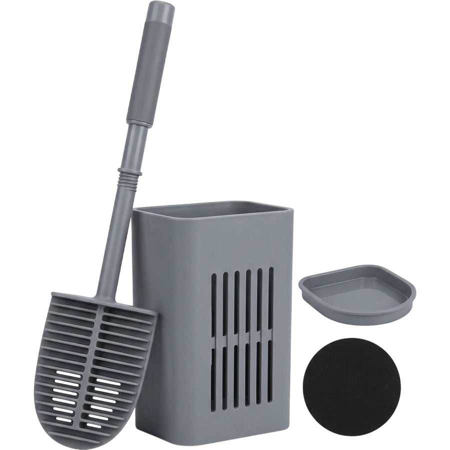 Gndyj Flat D-Head Silicone Toilet Brush with Holder Gray