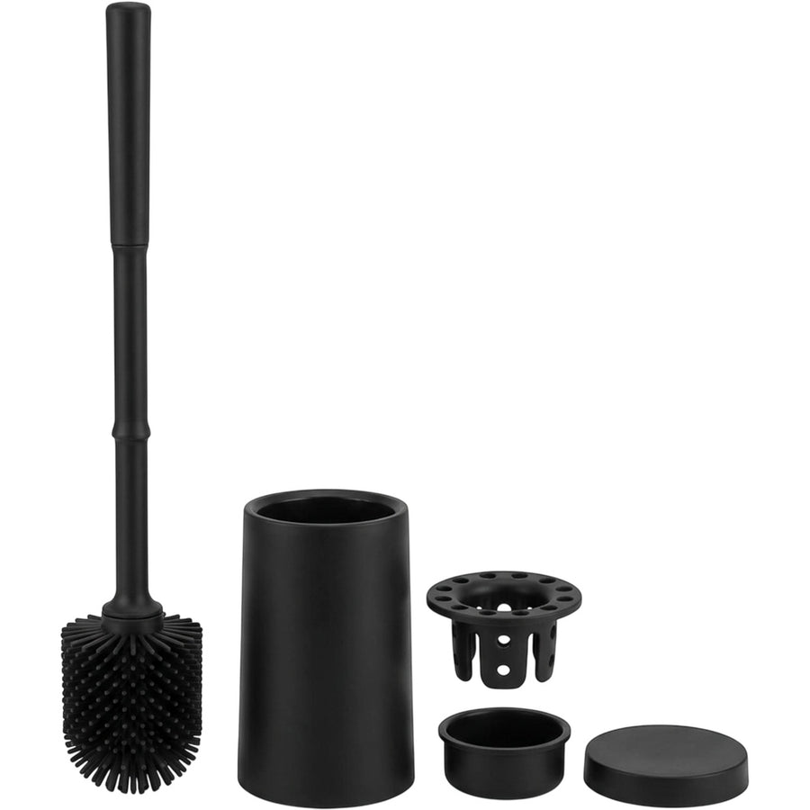 Gndyj Round 360 Silicone Toilet Brush Drip Cup Holder Black