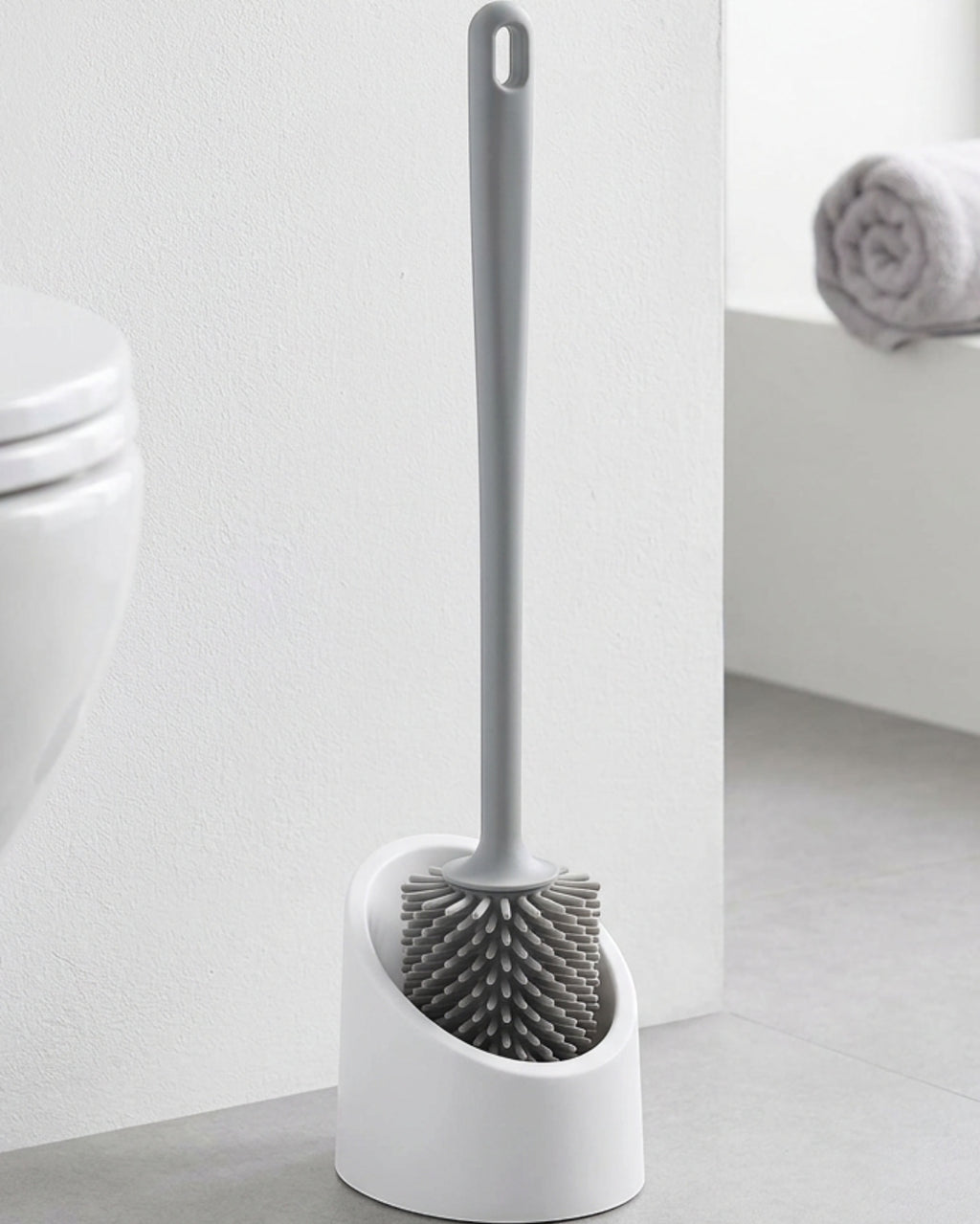 Gndyj Silicone Toilet Brush Oval Drip Base Stone 16.5 in