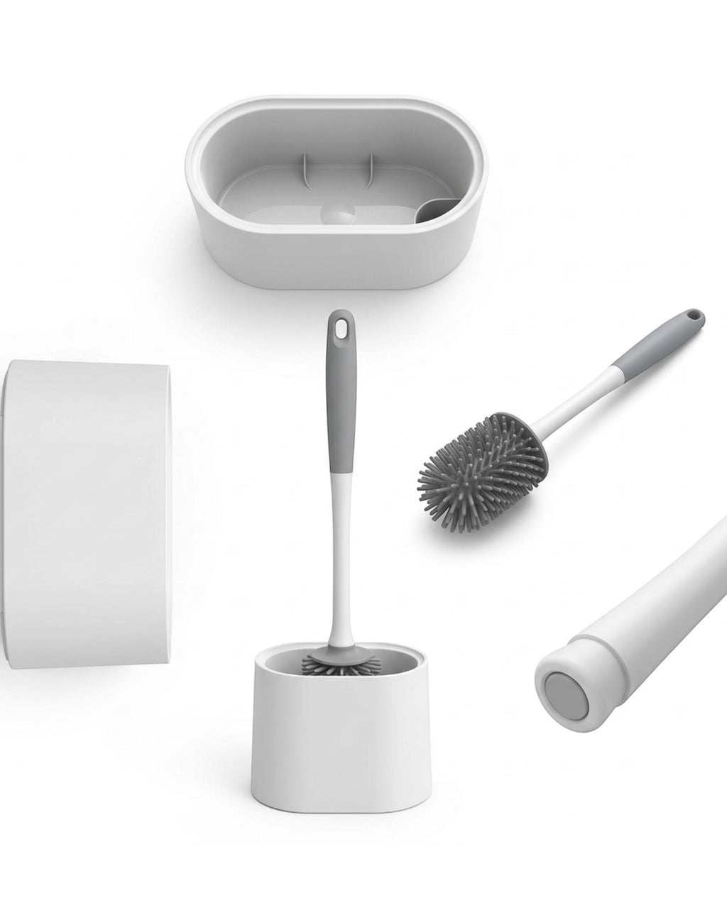 Gndyj Silicone Toilet Brush Oval Drip Base Stone 16.5 in