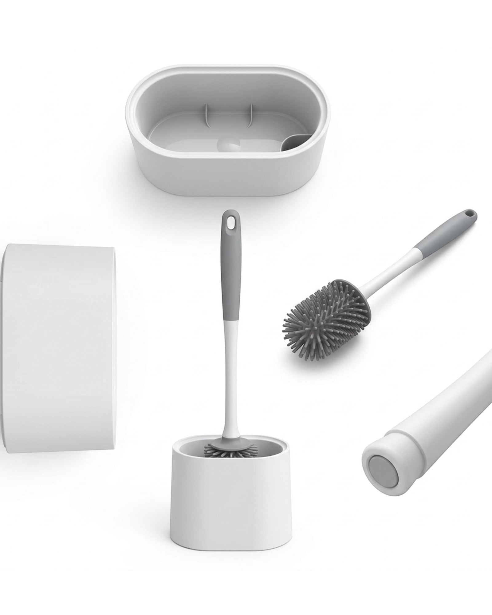 Gndyj Silicone Toilet Brush Oval Drip Base Stone 16.5 in