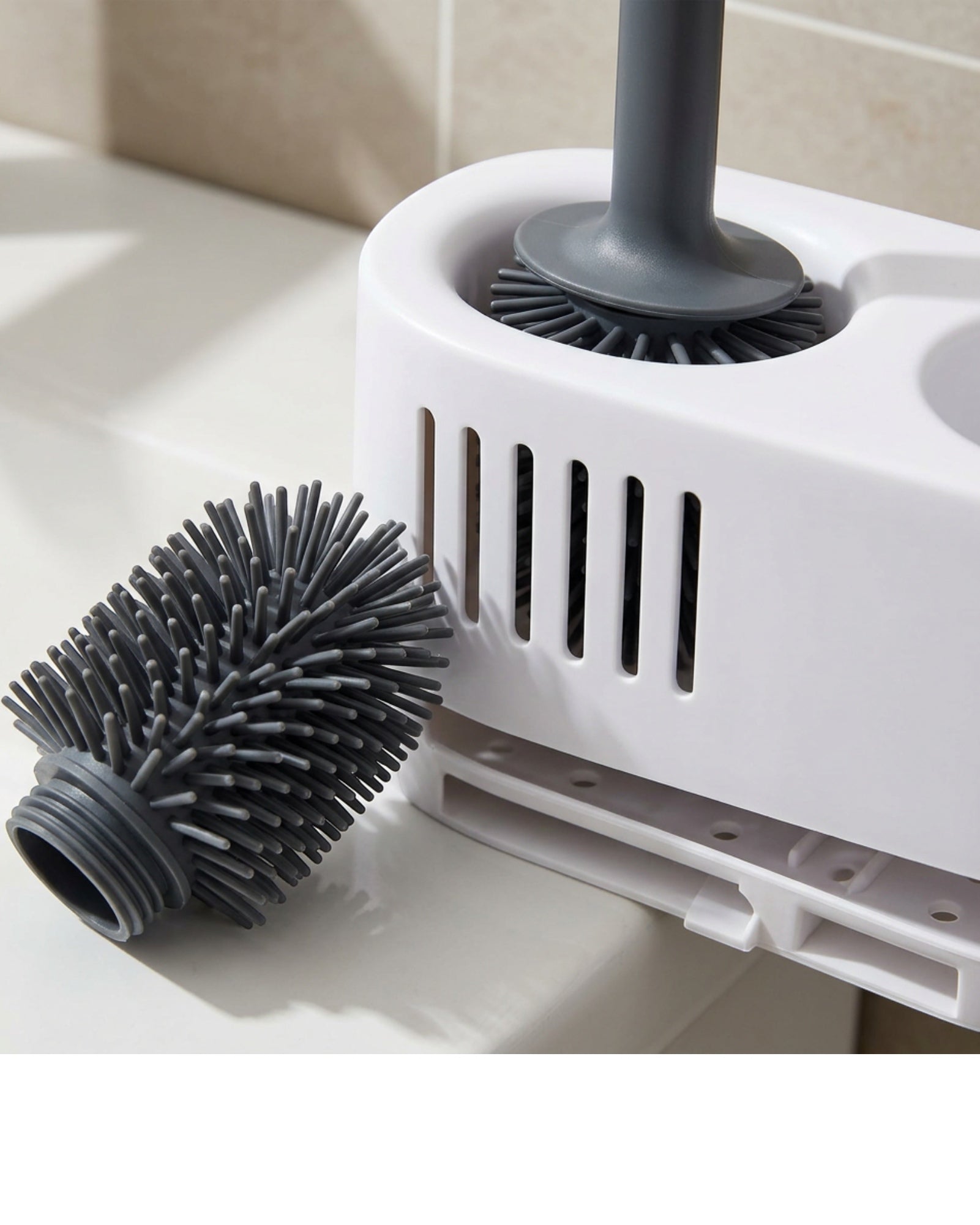 Gndyj Silicone Toilet Brush Set Spare Head White