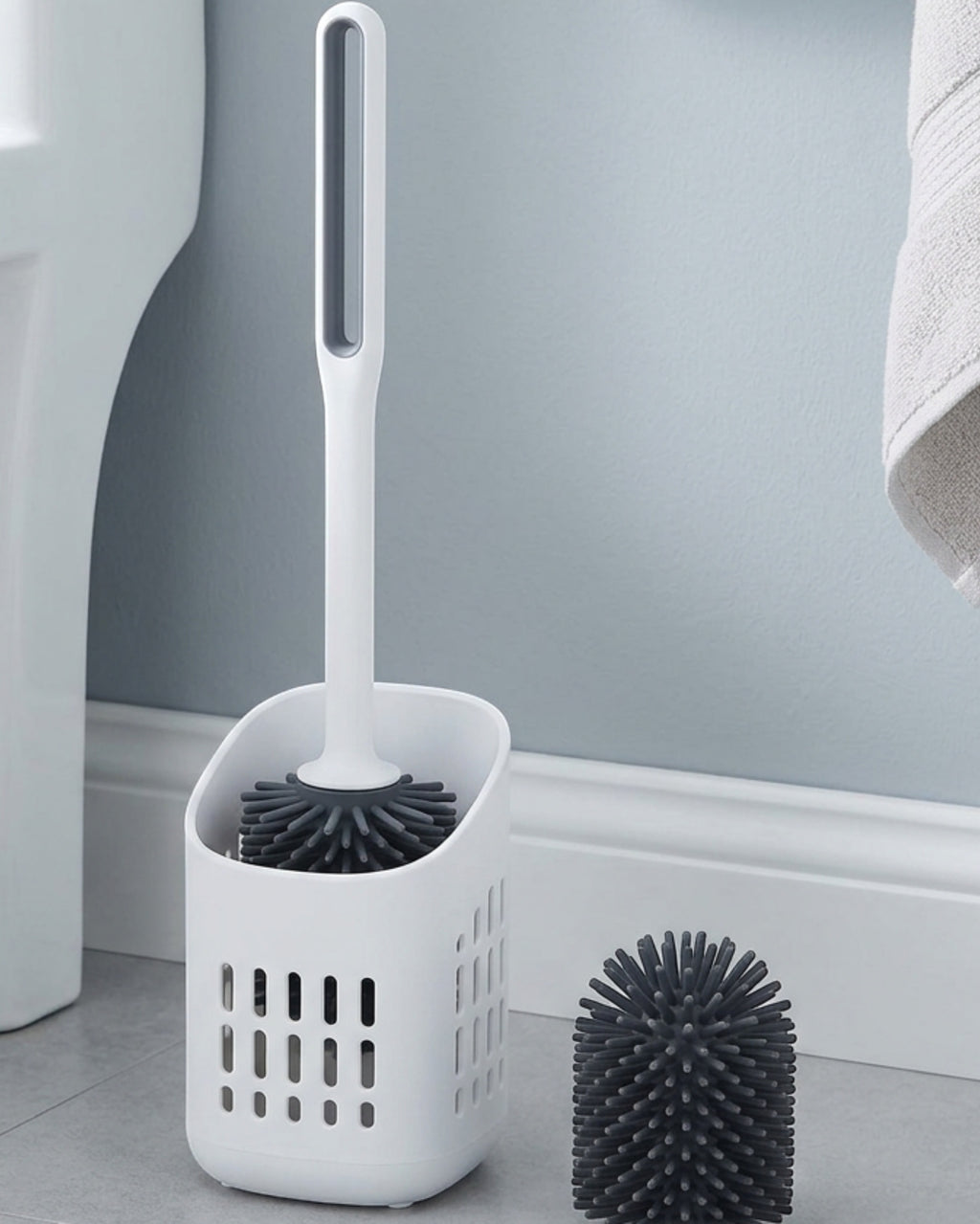 Gndyj Silicone Toilet Brush Set Spare Head White