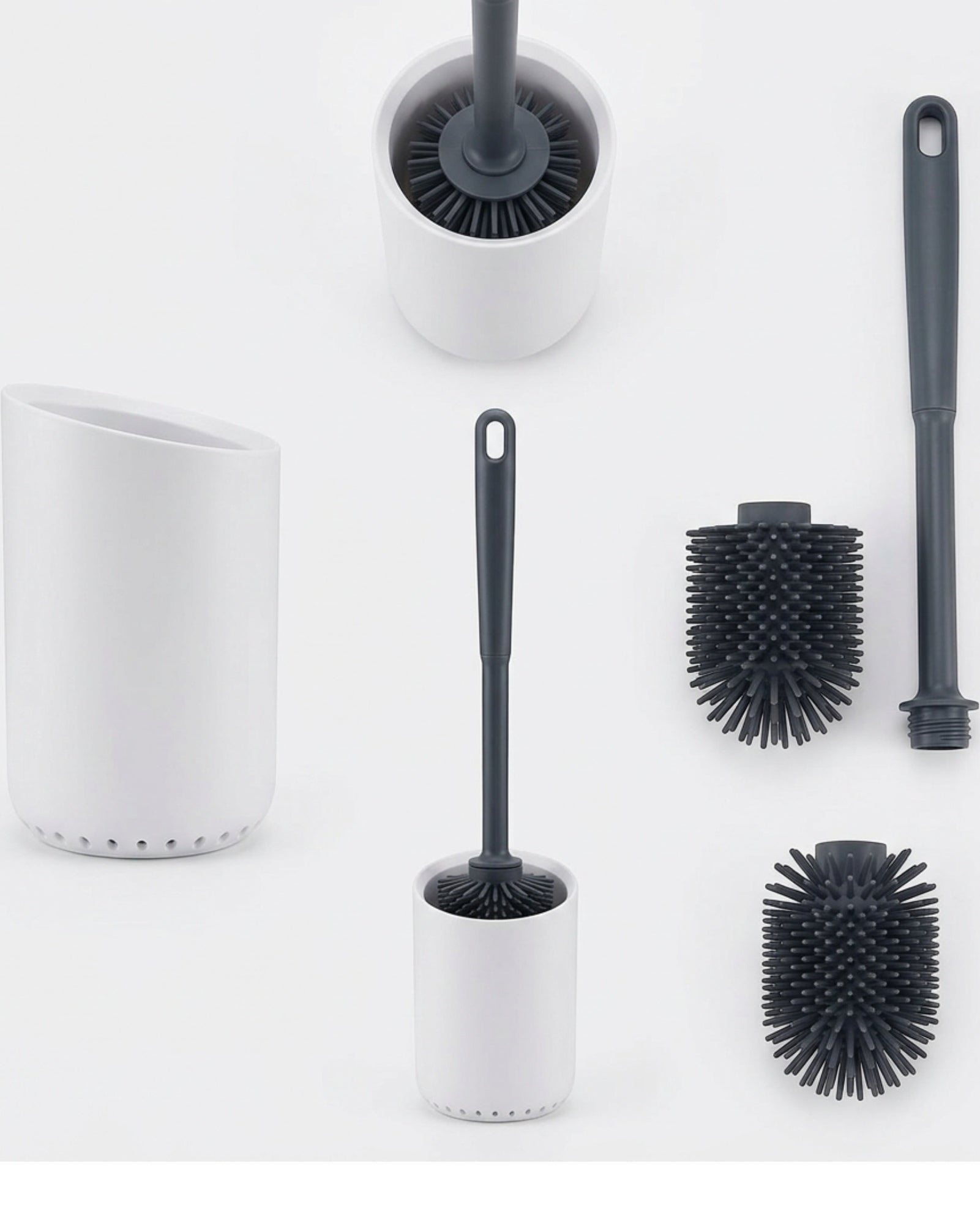 Gndyj Silicone Toilet Brush Set Spare Head White