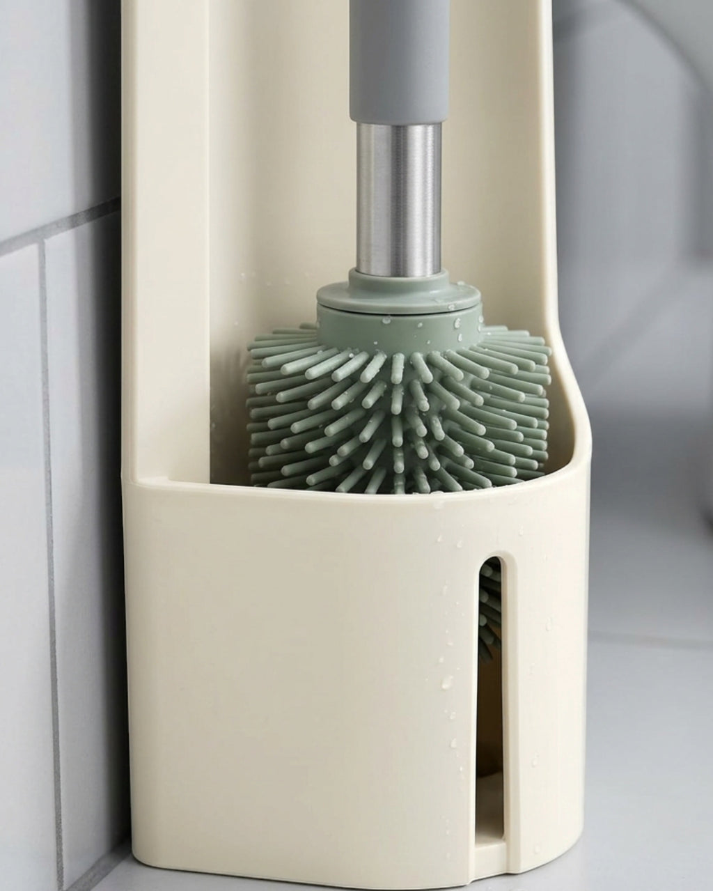 Gndyj Slim Corner Silicone Toilet Brush Sage 17 in