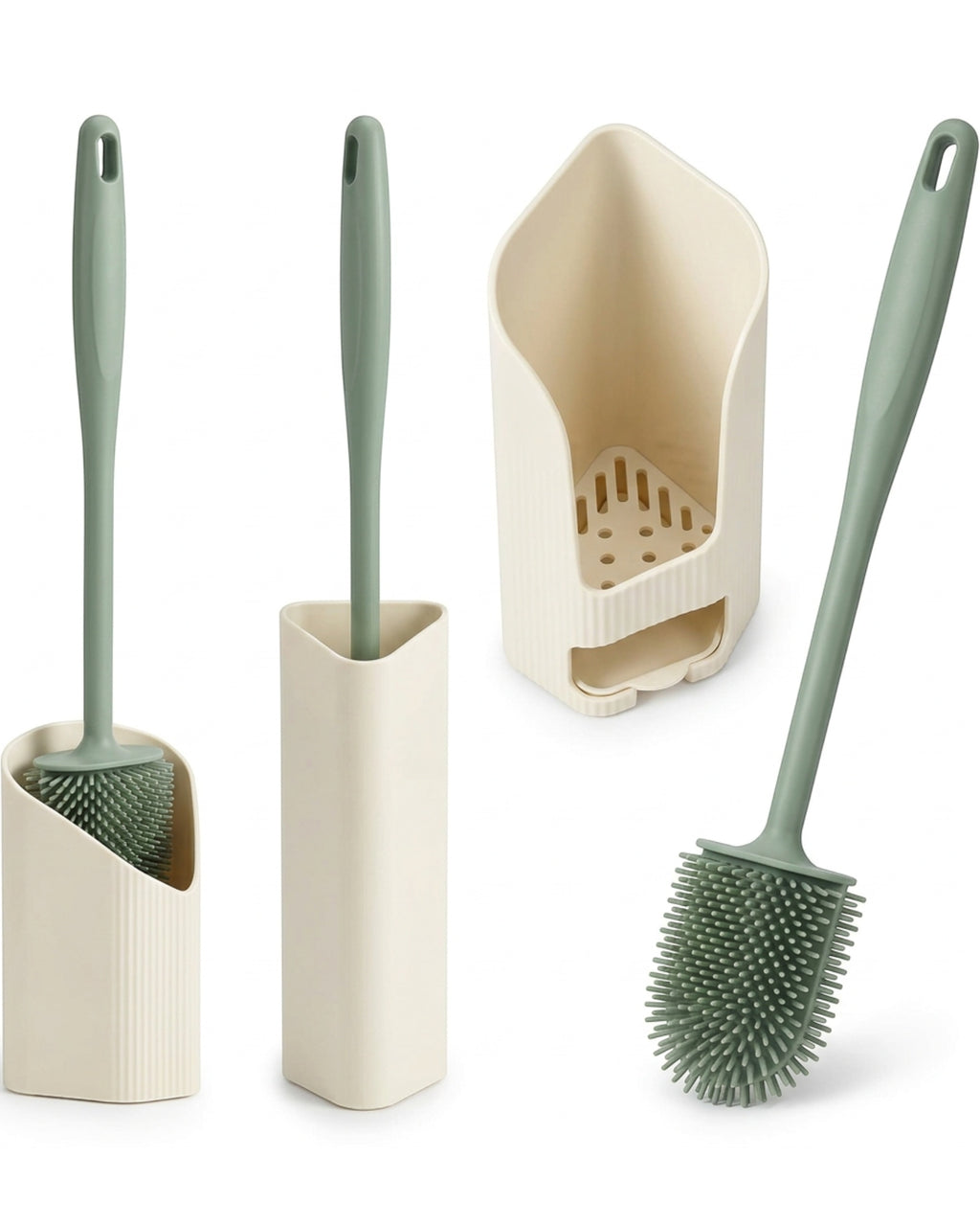 Gndyj Slim Corner Silicone Toilet Brush Sage 17 in